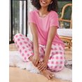 thumbnail image 5 of Ekouaer 2 Pack Pajamas for Women Set Short Sleeve Sleepwear Top and Pants Pjs Soft Printed Lounge Sets with Pockets, 5 of 6