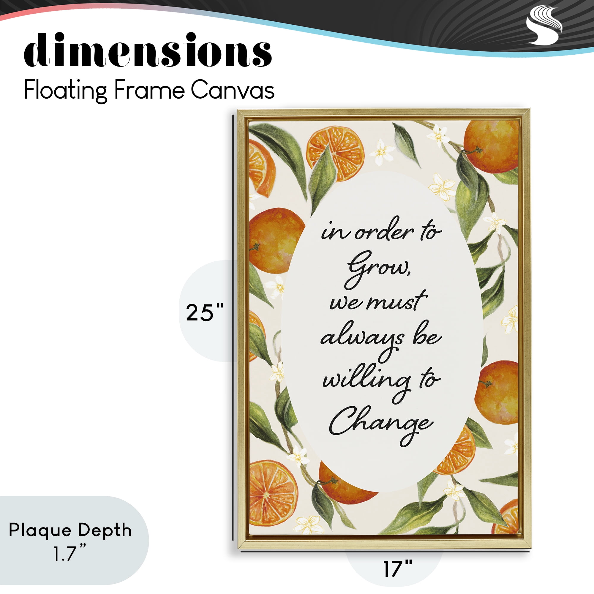 Stupell Industries Willing To Change Quote Gold Framed Floater Canvas Wall Art, design by Janice Gaynor