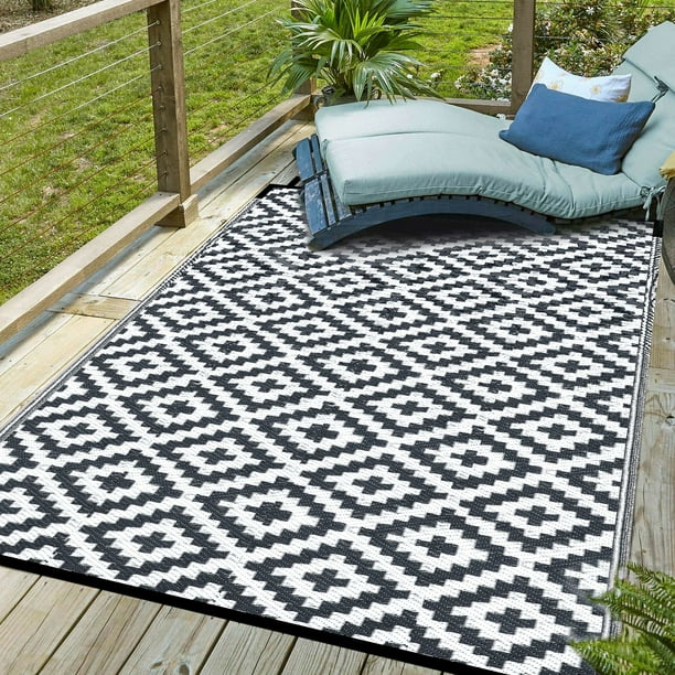 Outdoor Rugs 4' x 6' Waterproof Reversible Plastic Straw Rug Carpet