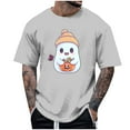 thumbnail image 2 of FDGIU Men's Halloween T-Shirt Plus Size Short Sleeve Shirts - Ghost Pumpkin Graphic Tee, Spooky Funny Costume Top, Loose Fit Short Sleeve Casual Shirt, 2 of 5