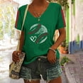 thumbnail image 2 of Womens Shirts Summer Baseball Festival Solid Color Baseball Printed V Neck Short Sleeved Top Womens Tops, 2 of 6