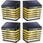 LITOM 4-Pack Solar Fence Lights | 2 Modes, IP65 Waterproof for Garden & Patio