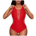 thumbnail image 1 of Bathing Suit For Women- "Women's Chic Neck Swimsuit Color Straps Open Back Triangle Design", Bikini Femme, 1 of 5