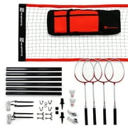 MD Sports Advanced Outdoor Badminton Set, Lawn Game, Red/Black
