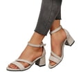 thumbnail image 2 of IEMIEMIEM Women's Sandals Low Chunky Block Heels 2026 Dressy Arch Support Open Toe Ankle Strap Summer Casual Wide Width Comfot Sandals Non Slip Walking Pump Shoes Beige 7.5 Wide, 2 of 9