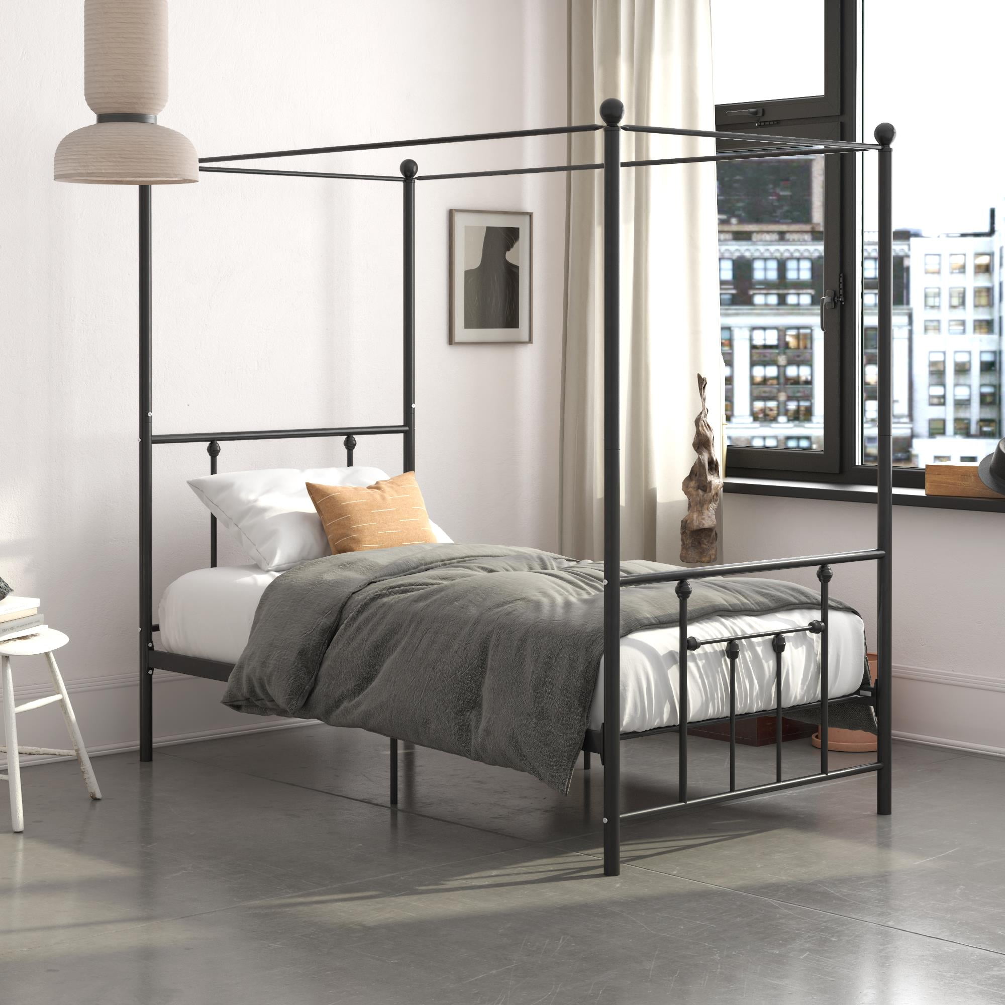 DHP Manila Metal Canopy Bed, Twin Size Frame, Black ...