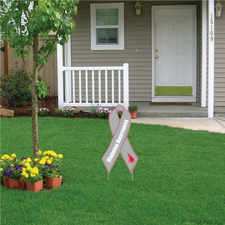 Diabetes Awareness Ribbon Yard Sign with Stakes