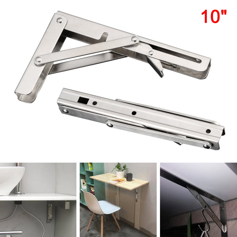 2Pcs Stainless Steel 14" Folding Table Bracket Shelf Bench Support Heavy Duty 