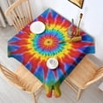 thumbnail image 2 of Colorful Rainbow Tie Dye Spiral Pattern Square Tablecloth,Waterproof Square Table Cover,Wipeable Spillproof Washable Table Cover for Home Kitchen Party Decor 42"X42"(107x107cm), 2 of 6