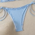 thumbnail image 6 of idosla Textured Halter Bikini for Women 2 Piece Triangle Bikini Sets Sexy High Cut Bathing Suit Side Tie Swimsuits (Light Blue, S), 6 of 9