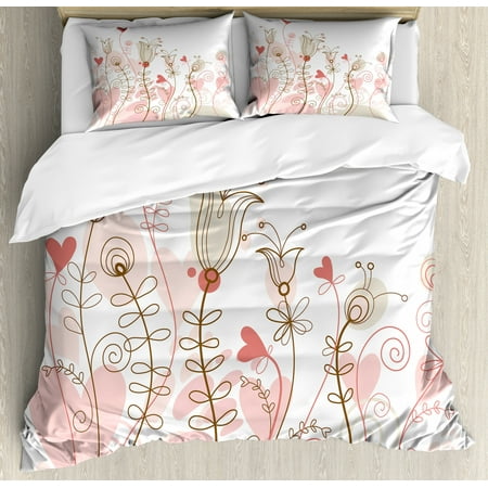 Doodle King Size Duvet Cover Set Wedding Themed Floral