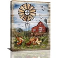 thumbnail image 1 of Farmhouse Chicken Wall Decor Rustic Windmill Barn Rooster Pictures Wall Art Country Canvas Painting Modern Home Framed Artwork For Bathroom Bedroom Kitchen 12"X16", 1 of 6