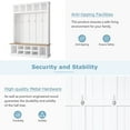 thumbnail image 5 of PORKISS 78" Hall Tree, Wood Entryway Hall Tree with Storage Seating Bench, Modern Tree Entryway Bench with Shoe Cabinets and Shelves, Farmhouse Coat Rack with 6 Hooks for Mudroom, Living room, White, 5 of 9