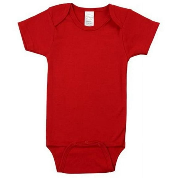 LS-0145 Interlock Short Sleeve Bodysuit, Red - Newborn