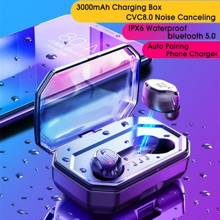 5.0 Earbuds Earpiece Touch Control CVC 8.0 Noise Cancelling Waterproof Earphones Headphones Auto Pairing Portable Charging Case for Smartphones