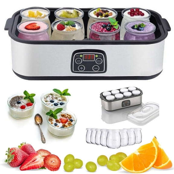 Probiotic Yogurt Maker, Probiotic Yogurt Maker with Adjustable Temperature & Time Control,Ultimate Yogurt Maker with 8 Pcs Glass Jars, Automatic Digital Yoghurt Maker Machine