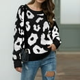 thumbnail image 4 of Aoochasliy Womens Sweaters Clearance Pullover Long Sleeves Leopard Round-Neck Tops Blouse Knitted, 4 of 5