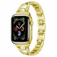 thumbnail image 2 of IBEAR Compatible with Apple Watch Band 45mm 44mm 42mm Gold Women Bracelet Strap, Bling Metal Strap Replacement for iWatch Bands Series 8/76/5/4/3/2/1 Girls Wristband, 2 of 10