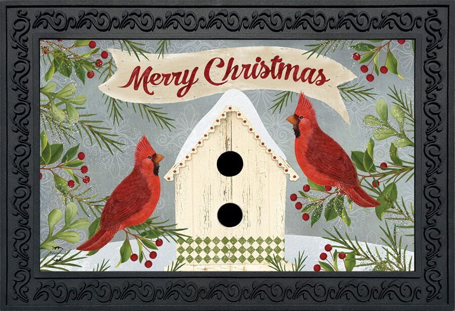 Christmas Cardinal Birdhouse Doormat Primitive Indoor Outdoor 18 X 30 Walmart Com Walmart Com