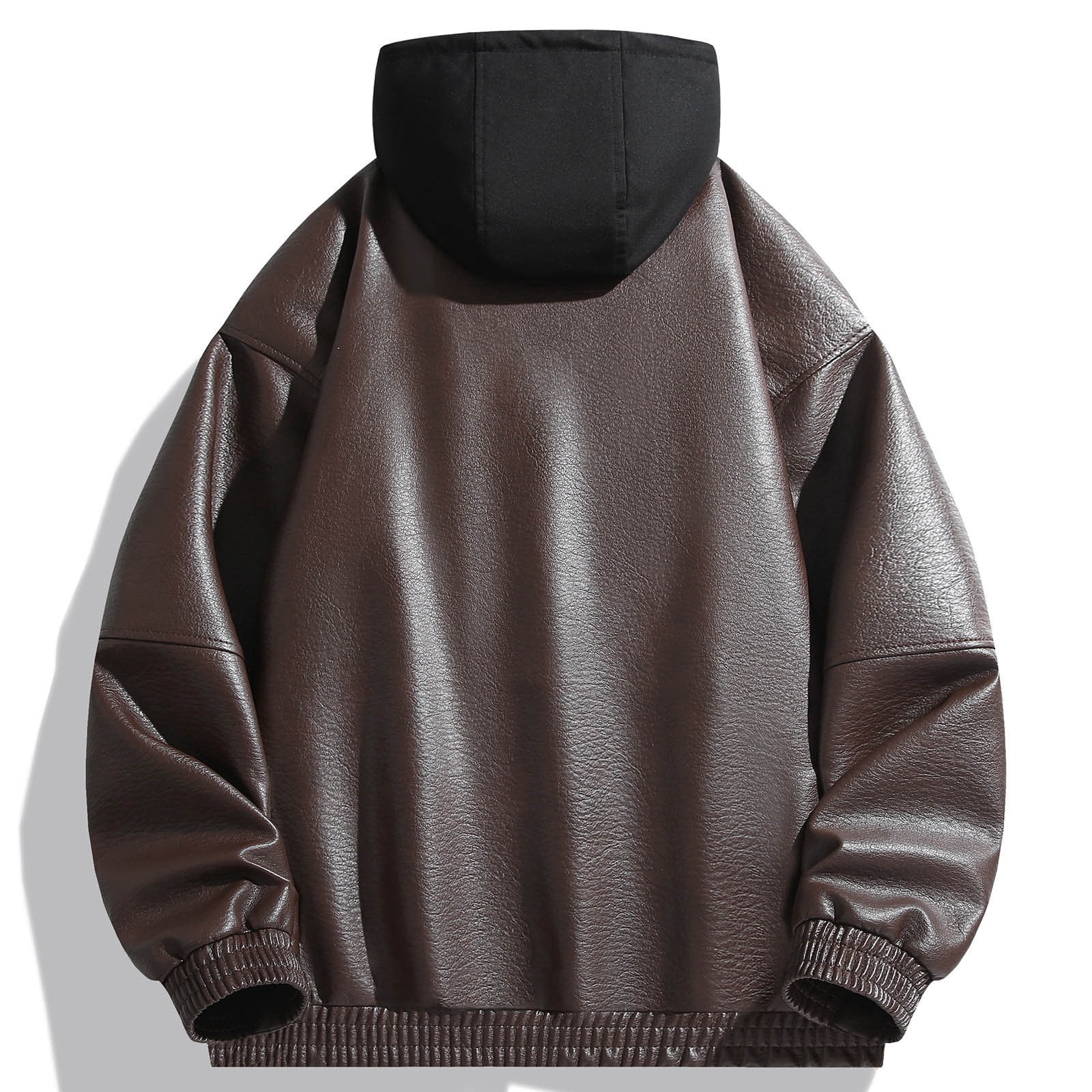 Wuxian Mens Casual Leather Jacket Slim Fit Full Zip Up Stand Collar Long Sleeve Lightweight Motorcycle Style Outerwear Coat With Pockets Stylish Cozy Streetwear,Coffee,M