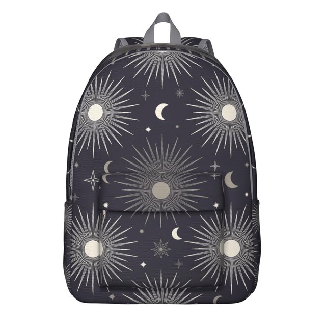 Astrology Cosmic Spiritual Design Travel Backpack – Lightweight Canvas Bookbag with Large Capacity and Anti-theft Multifunctional Features for Outdoor Activities, Gym, and Travel