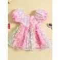 thumbnail image 3 of CIYCuIT Toddler Little Girls Sweet Summer Dress Short Puff Sleeve 3D Butterfly Tulle A-line Dress 6M 12M 2T 3T 4T 5T Kids Cute Casual Princess Dress for Daily Party, 3 of 9