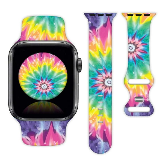 Correa De Reloj Summer Rainbow Boho Tie Dye Compatible Con Apple Watch 38 Mm, 40 Mm, 41 Mm, 42 Mm, 44 Mm, 45 Mm, 49 Mm, Para Mujeres Y Hombres, Regalos, Pulseras Deportivas De Silicona, Correa Para Iw