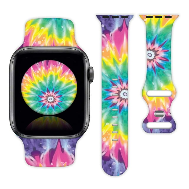Correa De Reloj Summer Rainbow Boho Tie Dye Compatible Con Apple Watch 38 Mm, 40 Mm, 41 Mm, 42 Mm, 44 Mm, 45 Mm, 49 Mm, Para Mujeres Y Hombres, Regalos, Pulseras Deportivas De Silicona, Correa Para Iw