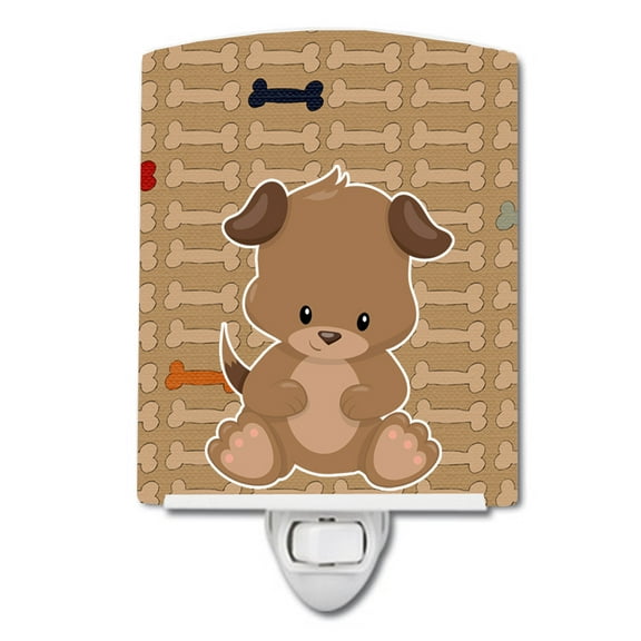 Caroline's Treasures BB7075CNL Puppy on Brown Bones Ceramic Night Light, 6x4x3", multicolor