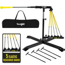 Yes4All Baseball Practice Training Equipment, 5 Elastic Bowstrings Softball/Baseball Hitting Trainer for All Ages, Adjustable Height & Portable Baseball Batting Practice Swing Trainer