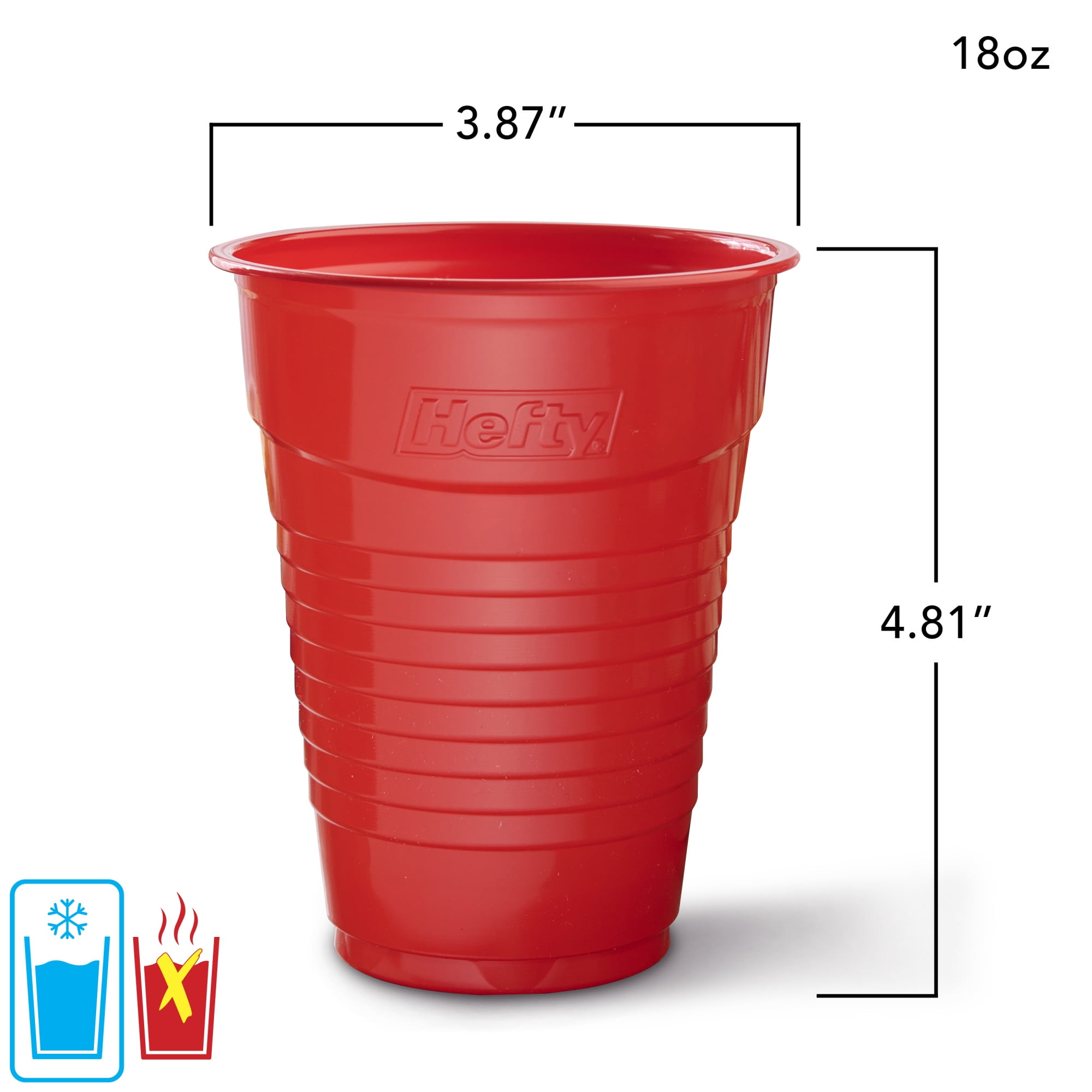 (3 pack) Hefty ECOSAVE Compostable Party Cups, Red, 18 oz., 16 Count
