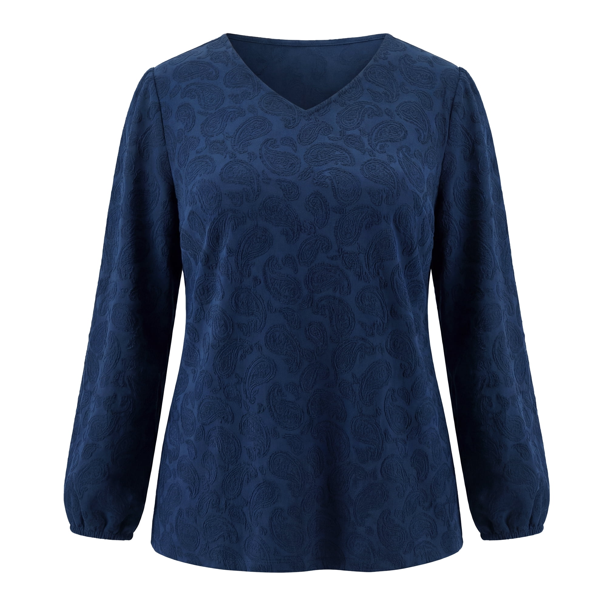 DARING DIVA Women's Plus Knit Lantern Sleeve Loose Fit Tops 3X Navy Blue