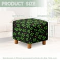 thumbnail image 3 of SCRAWLGOD St. Patrick's Day Four Leaf Clover Stars Print Green Black Stretch Ottoman Cover Square, Removable Footstool Slipcover for Living Room Washable Storage Stool Furniture Protector, 3 of 7