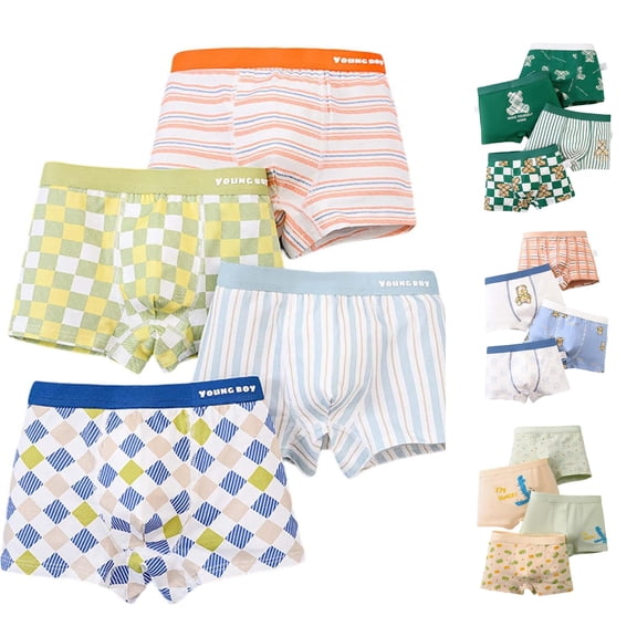 RTKFRFLM Boys Boxer Briefs Underwear Pure Cotton Breathable Toddler Boxer Shorts Soft Underpants for Kids 3-12Y 4-Pack