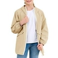 thumbnail image 6 of nerohusy Girls Rain Jacket Lightweight Waterproof Teen Girl Full Zip Up Hooded Wind&Water Resistant Raincoat with Zipper Pockets 2025 Beige,6-7 Y, 6 of 8