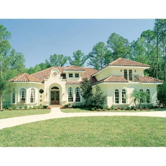 The House Designers: THD-4127 Builder-Ready Blueprints to Build a Luxury Mediterranean House Plan with Slab Foundation (5 Printed Sets)