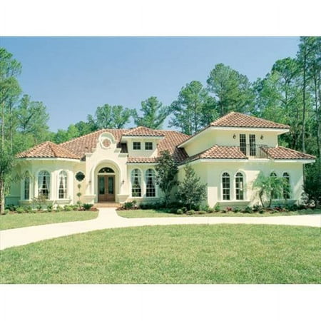 The House Designers: THD-4127 Builder-Ready Blueprints to Build a Luxury Mediterranean House Plan with Slab Foundation (5 Printed Sets)