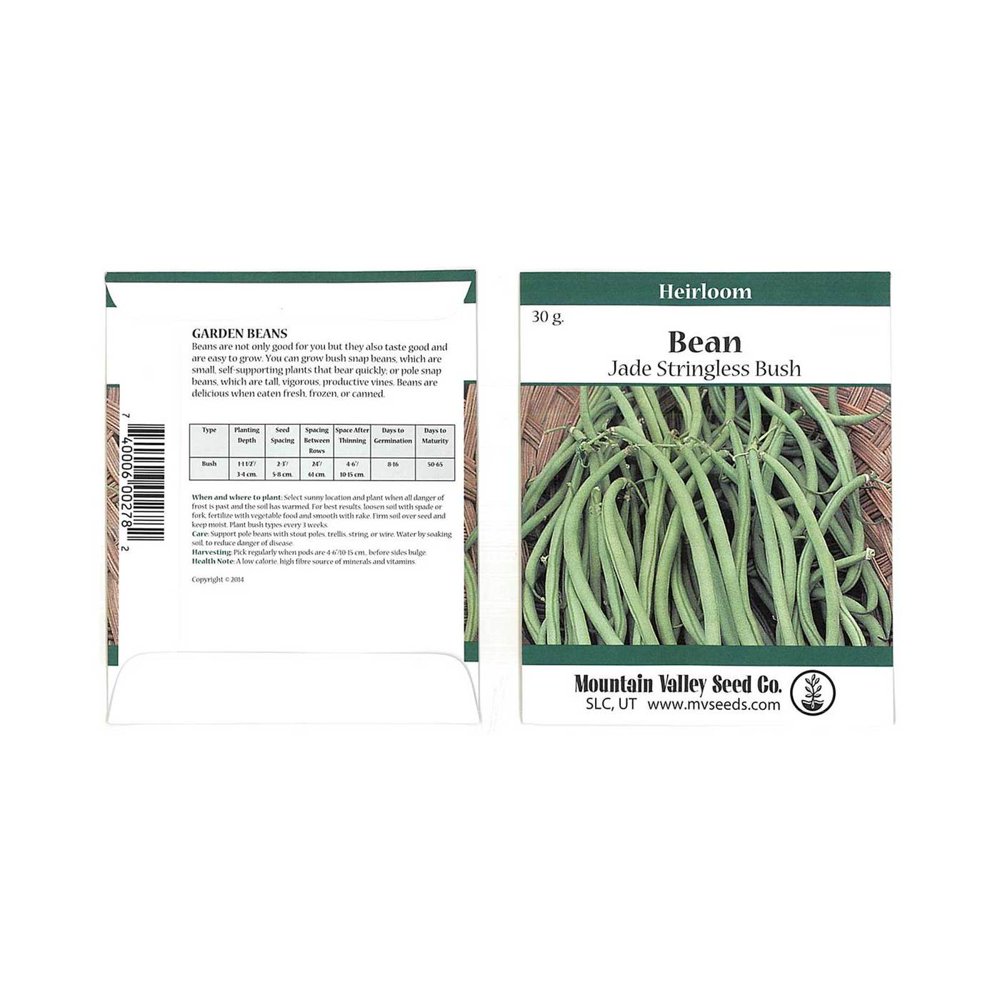 Jade Bush Bean Seeds 30 Gram Packet NonGMO, Heirloom Green Bean