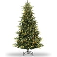thumbnail image 1 of 7.5ft Pre-Lit Spruce Artificial Christmas Tree - Thickened PE&PVC Branch Tips, Fire-Resistant & Automatic Branches for Home, Office, Party, 1 of 8