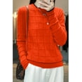 thumbnail image 2 of Maydear Womens Crewneck Geometric Cable Wool Sweater, Casual Long Sleeve Pullover Tops, 2 of 5