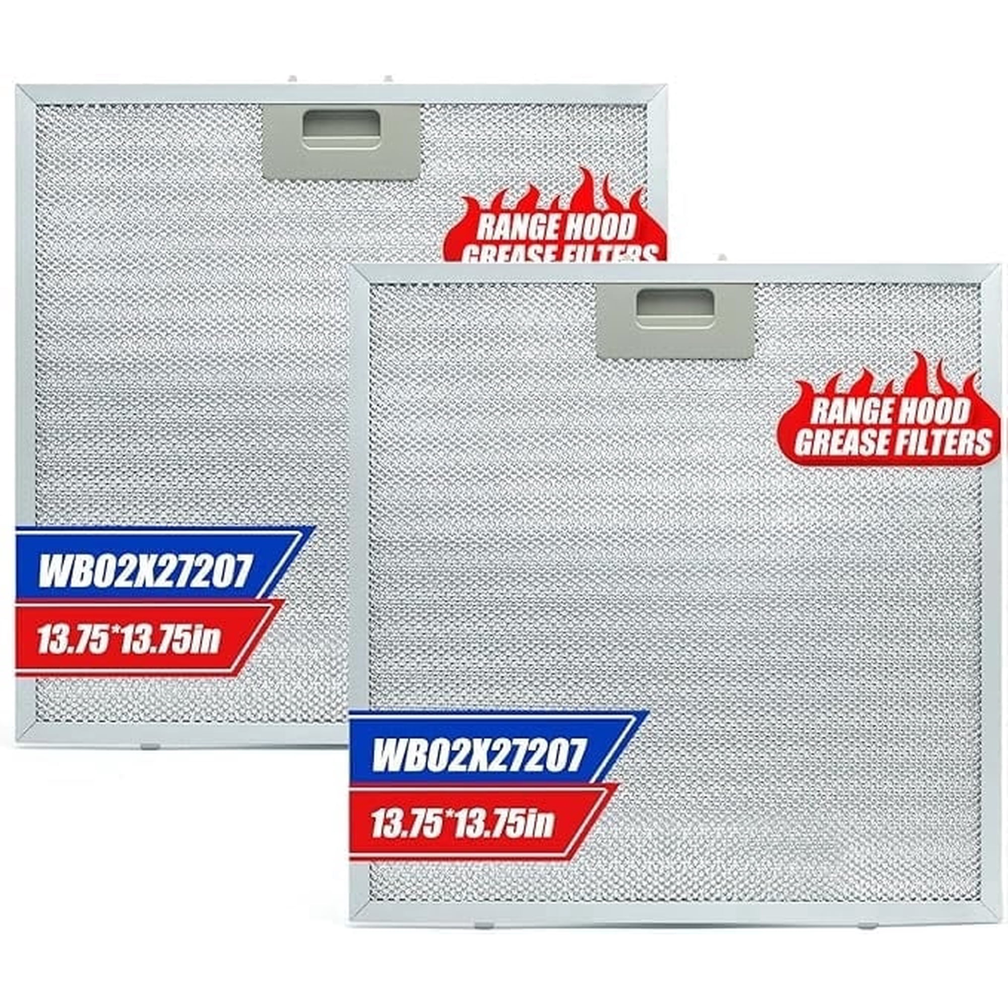 Aniceparthy New 2PCS WB02X27207 Range Hood Grease Filters,Vent Hood Grease Filter Compatible with GE Extractor Hood JVX5300BJ1TS JVX5300DJ1BB JVX5300DJ1WW Replace 4463981 AP6039217 PS11771771