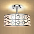 thumbnail image 1 of DLLT Semi Flush Mount Ceiling Light, 3-Light Modern Entry Light Fixture Ceiling Hanging with Drum Shade for Bedroom, Dining Room, Kitchen, Hallway, Entry, Living Room, Brushed Chrome Finish, 1 of 4