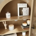 thumbnail image 6 of Bathroom Arched Wall Cabinet Over The Toilet Storage Cabinet, Bathroom Cabinet Wall Mount with Glass Doors, Wood Cabinet for Laundry Room, Bedroom Kitchen, Natural, 6 of 10