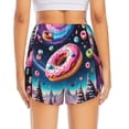 thumbnail image 2 of Lsque Starry Sky Pine Tree Donut Printed Women's Running Shorts with Liner Pockets,Elastic Quick Dry Workout Athletic Gym Yoga Shorts,Womens High Waist Shorts-Small, 2 of 9