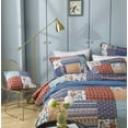 thumbnail image 2 of DaDa Bedding Bohemian Vibes Mediterranean Blue Floral Patchwork Quilted Bedspread Set  (JHW878), 2 of 9