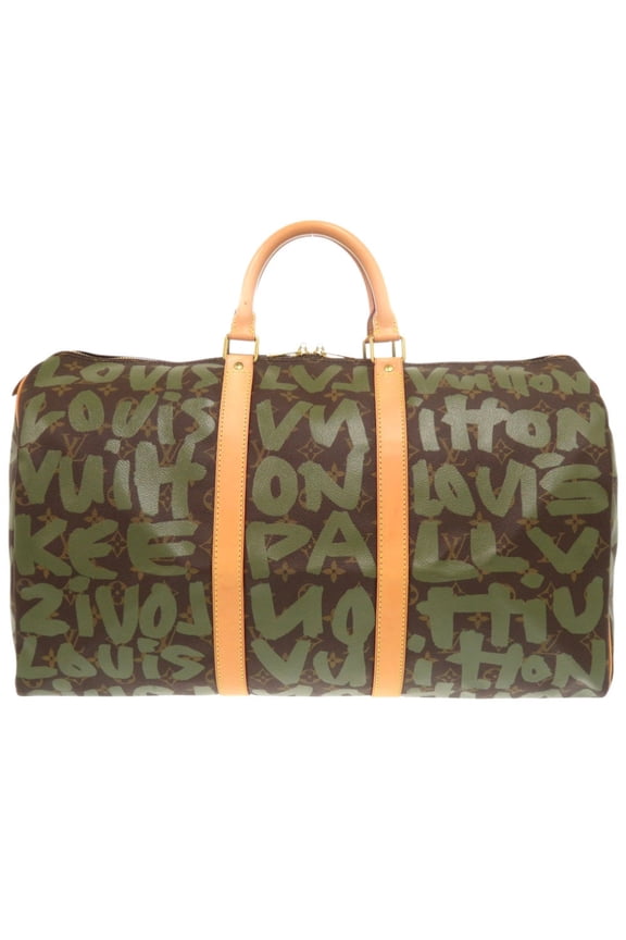 Pre-Owned Louis Vuitton Keepall 50 Monogram Graffiti Khaki Boston Bag M92196 LV 0750... (Good)