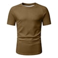 thumbnail image 4 of ZXLBBD T Shirts for Man Solid Color Short Sleeve Crew Neck Thin Breathable Basic Tee Comfort Layering Top Fashion Versatile Summer Outdoor Tshirt,Brown,2XL, 4 of 4