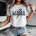 thumbnail image 5 of Checkered Lightning Bolt Mama Tee, Vintage Retro Black and White Tee for Energetic Moms, 5 of 8