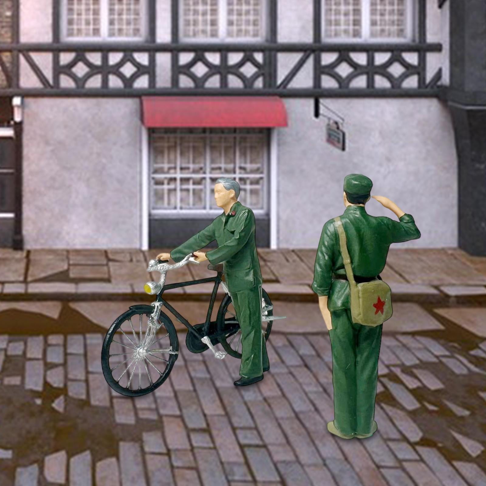 LeeQinersw 1/64 Bike Men Figures Bike and Figures Set People Toys Playset Mini People Model