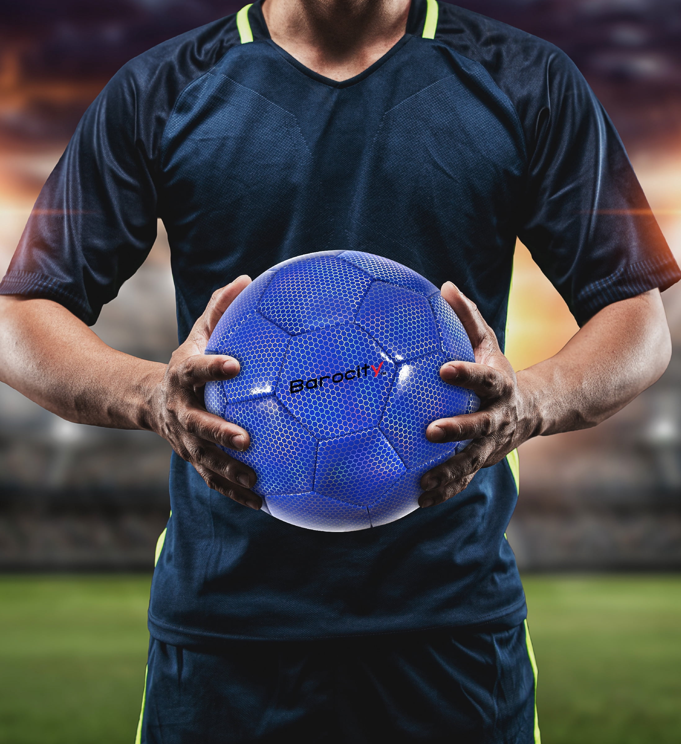 Barocity Iridescent Soccer Balls Set of 4 - Gold, Blue, White and Green Official Match Ball with Reflective Hex Pattern, Sport Soccer Balls for Indoor and Outdoor Training and Practice Games- Size 5